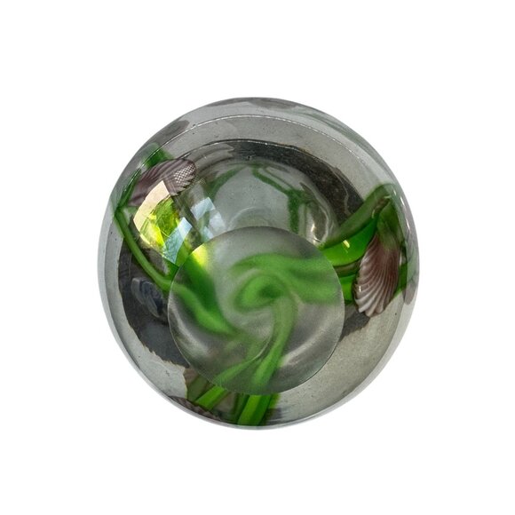 Hand Blown Art Glass Iris Floral Encased Vase Heavy Studio Paperweight Style 6 - Picture 4 of 6